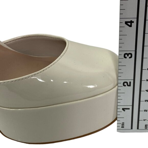 NWT Steve Madden Agata Platform Heels Bone Beige Patent Faux Leather Size 5.5 - Picture 15 of 16